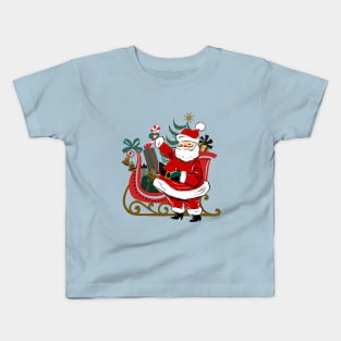 Mid-Century Santa & Sleigh Kids T-Shirt